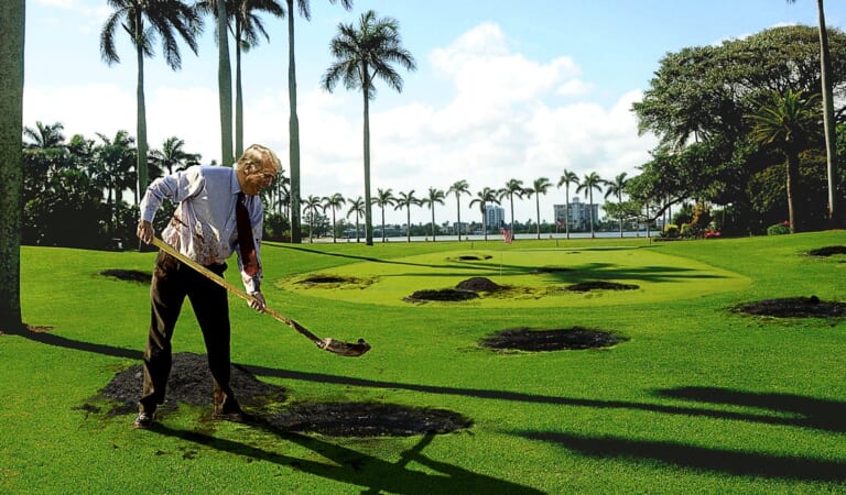 Trump Frantically Digging Holes Around Mar-A-Lago In Hopes Of Striking $454 Million In Oil
