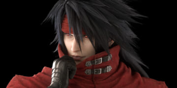 A cover image of Vincent from Final Finatasy VII: Rebirth. He is an anime male with a red jacket on and long spiky black hair