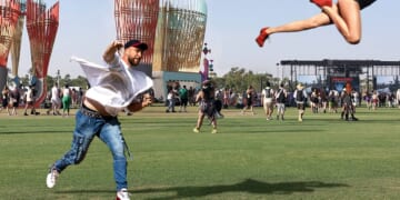 Travis Kelce Impresses Coachella Crowd By Tossing Taylor Swift 50 Feet Across Grounds