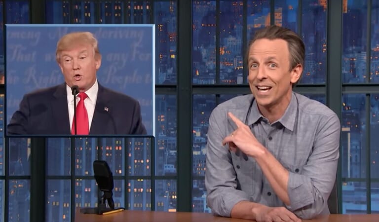 Watch Seth Meyers drag Trump's desperate lies about his abortion policies